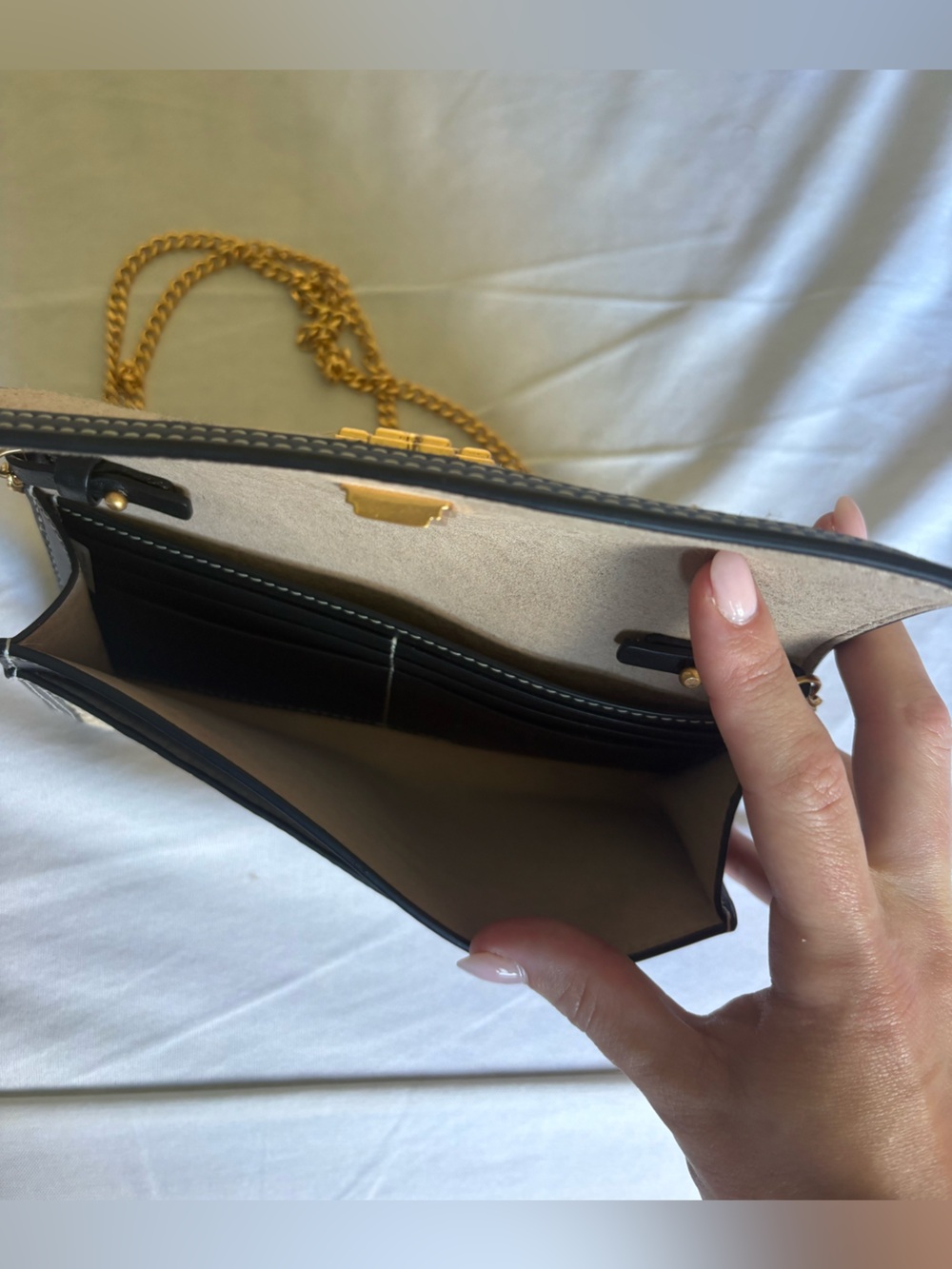 Tory Burch Juliette French Linen Chain Wallet Crossbody Bag - Picture 3 of 4